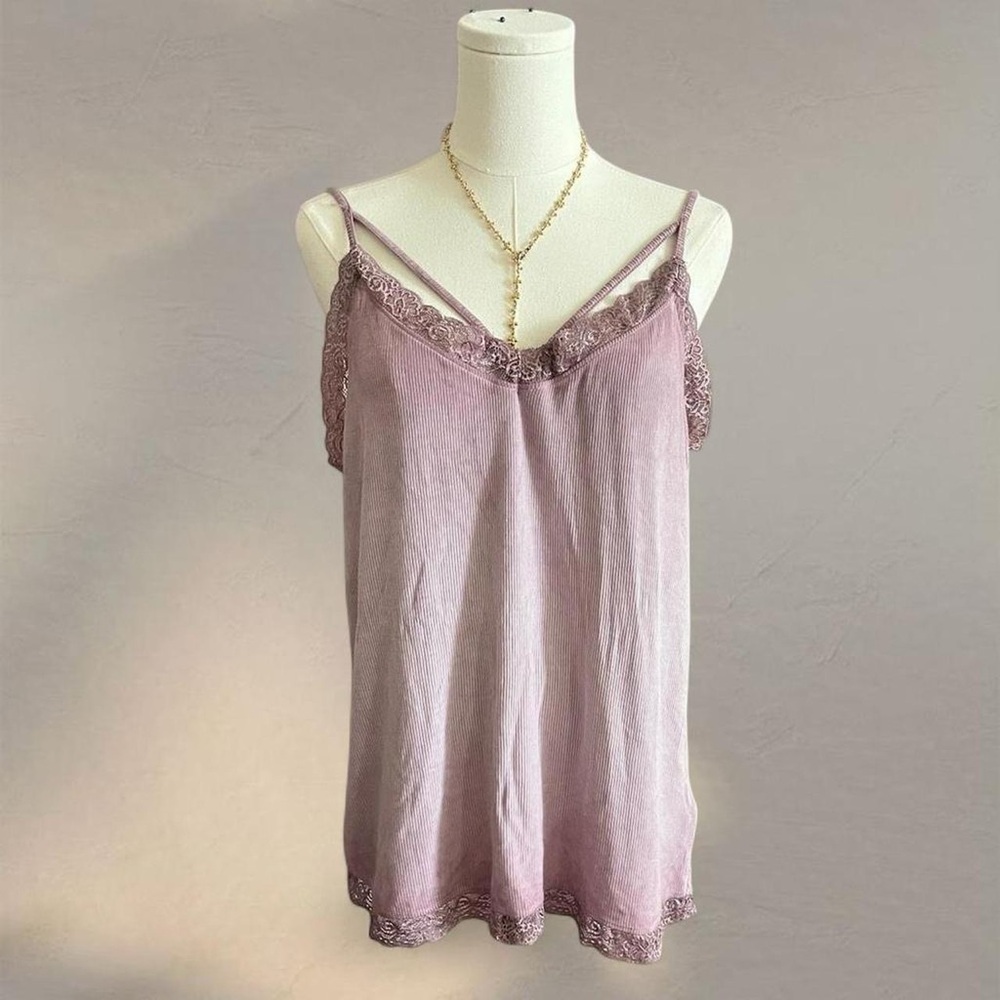 Dex Mauve Lace Trim Cami Top
